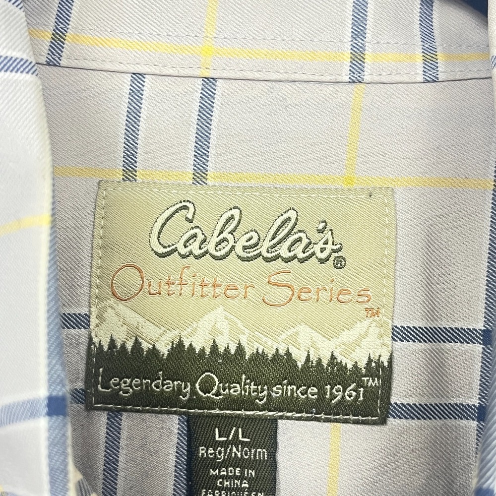 Cabela's Outfitters Series Shirt Mens Large Beige Grid Plaid Cotton Button Down‎ - Picture 3 of 13
